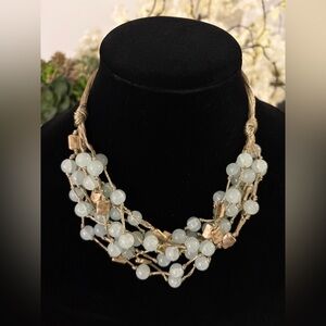 Elegant Gold and Cream Beaded Necklace